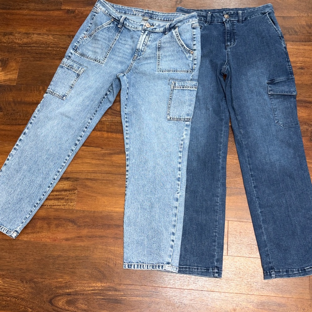 Natural Reflections Women's Cargo Utility Blue Jeans Size 10 Lot of 2 28" Inseam